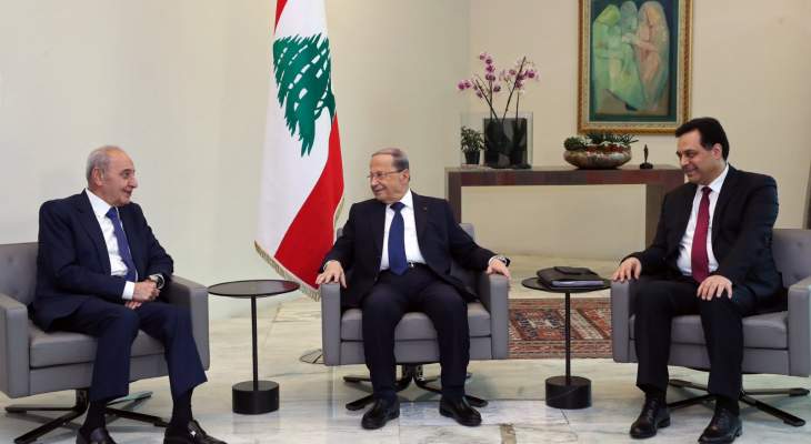 لقاء بين الرئيس عون ورئيسي مجلس النواب والحكومة قبيل جلسة مجلس الوزراء