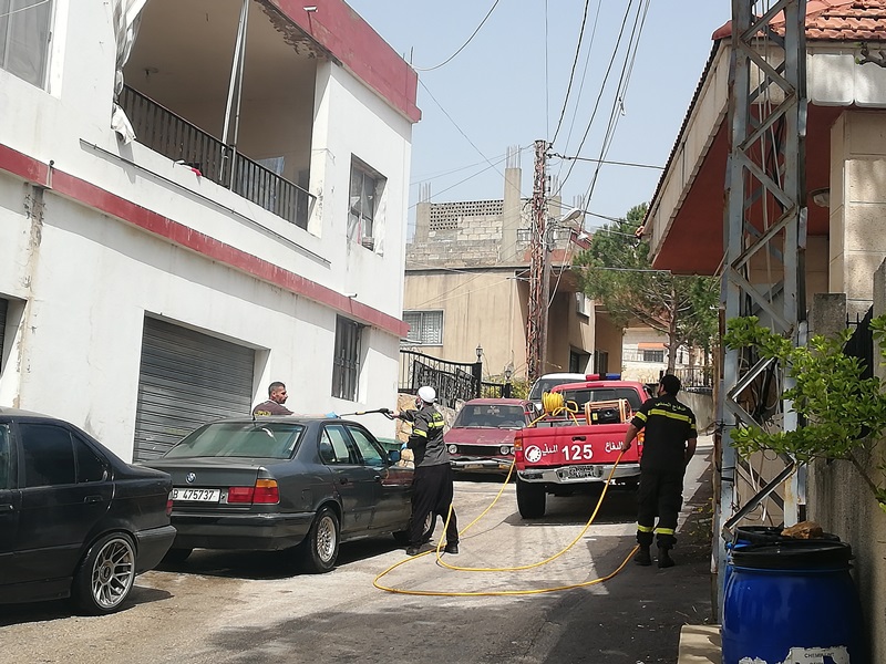 حملة تعقيم في ميمس والبلدية ناشدت قاطني البلدة التزام المنازل