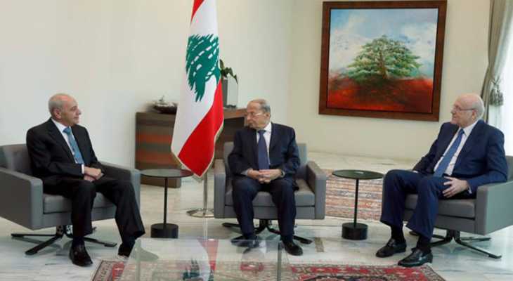 الرئيس عون يجتمع مع بري وميقاتي في قصر بعبدا