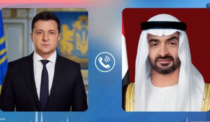 زيلينسكي بحث مع بن زايد تطورات العملية في العسكرية الروسية في أوكرانيا