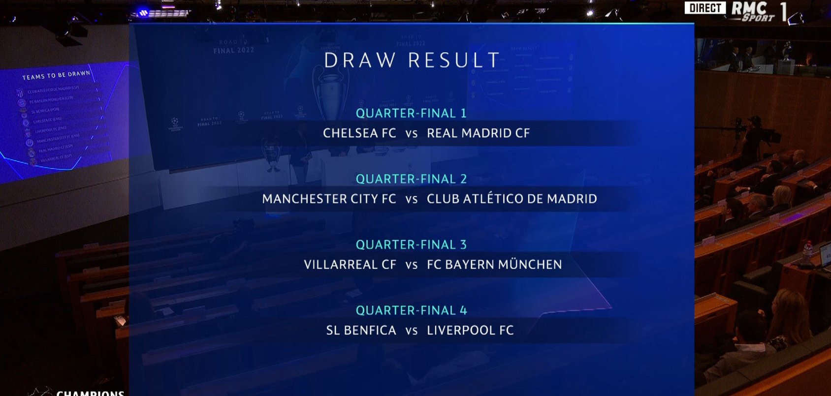 قرعة الدور الربع نهائي في بطولتي دوري الأبطال والدوري الأوروبي لكرة القدم .