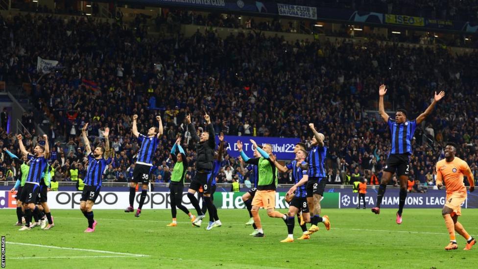 إنتر ميلان إلى نهائي دوري الأبطال , لمواجهة الفائز هذا المساء : مانشستر سيتي أو ريال مدريد .