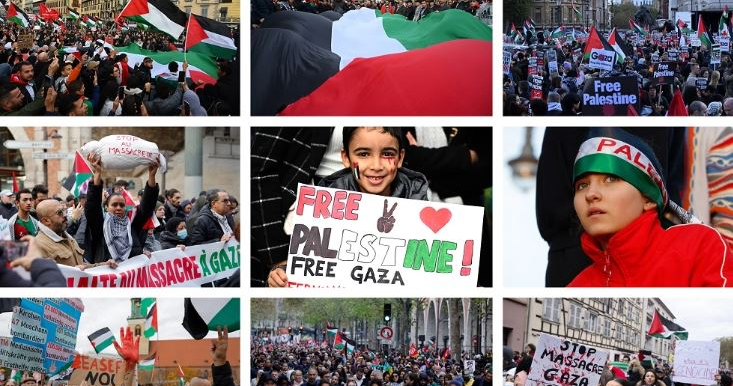 تظاهرات في مدن عالمية للمطالبة بوقف العدوان الإسرائيلي على غزة.