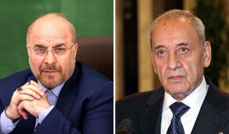 قاليباف أكد لبري وقوف إيران الى جانب لبنان .