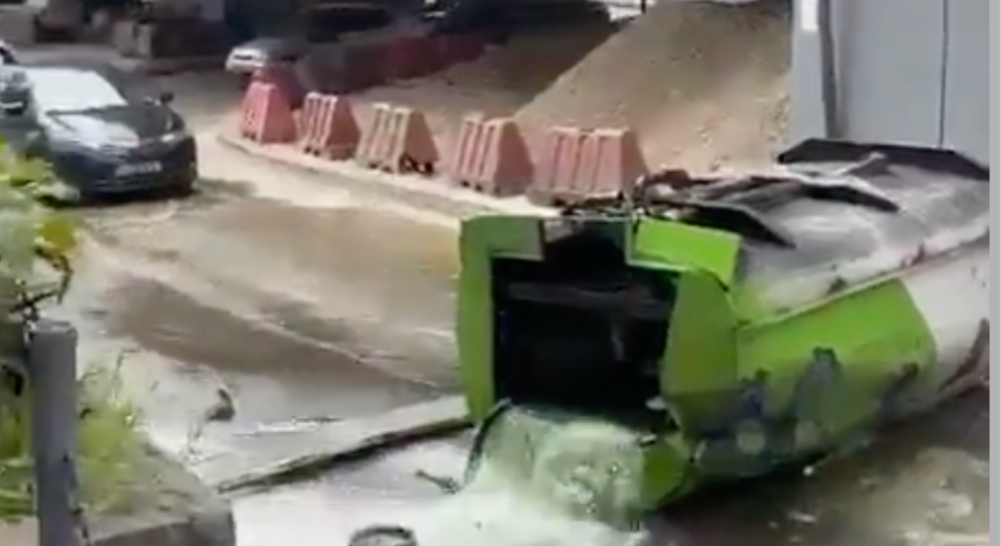 سقوط صهريج مازوت عن جسر سليم سلام