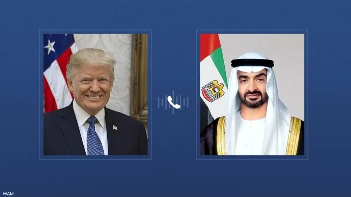 رئيس الإمارات تلقى اتصالا هاتفيًا من ترامب